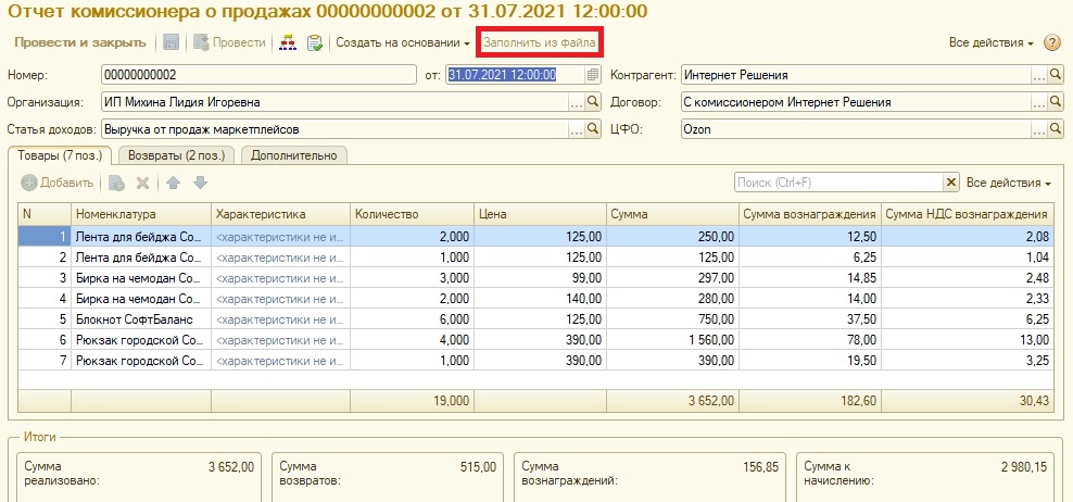 Отчет комиссионера о продажах образец