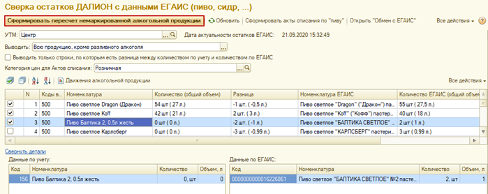 Как выровнять остатки в егаис 1с розница